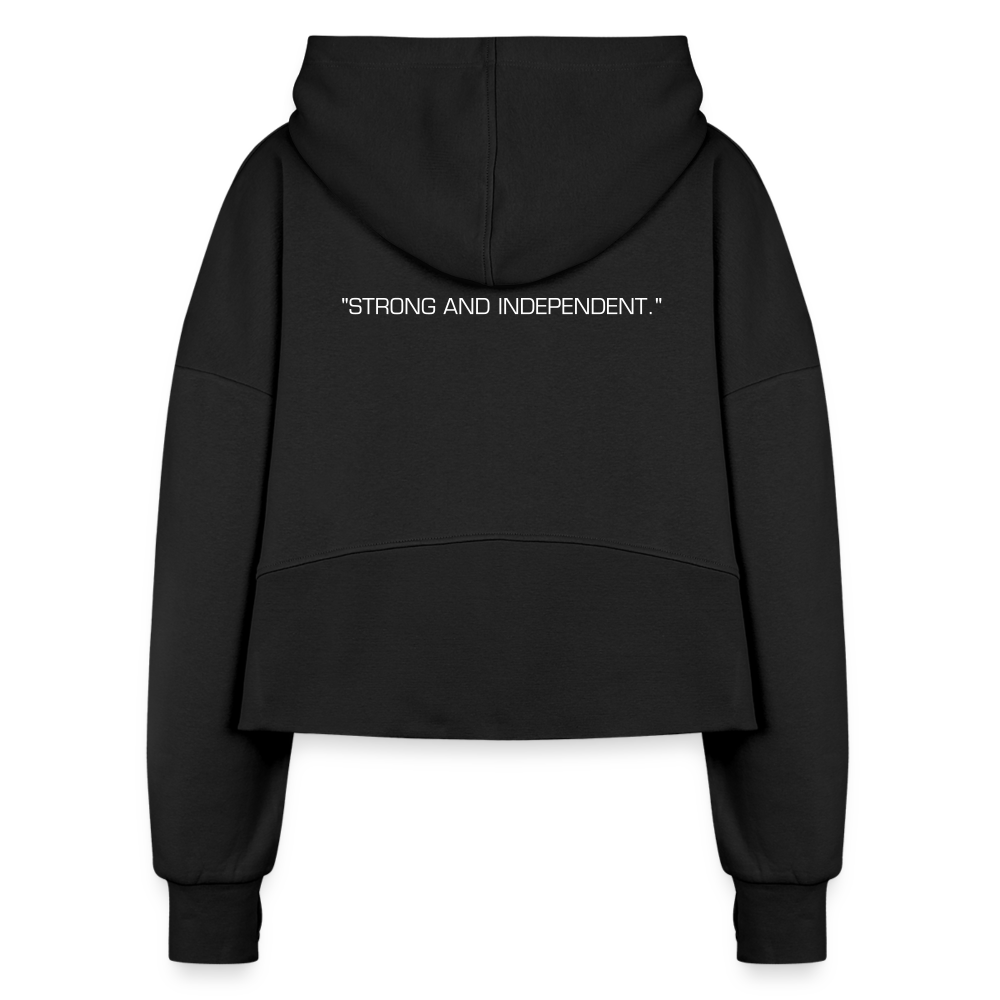 Women's Empowerment Half Zip Cropped Hoodie - black