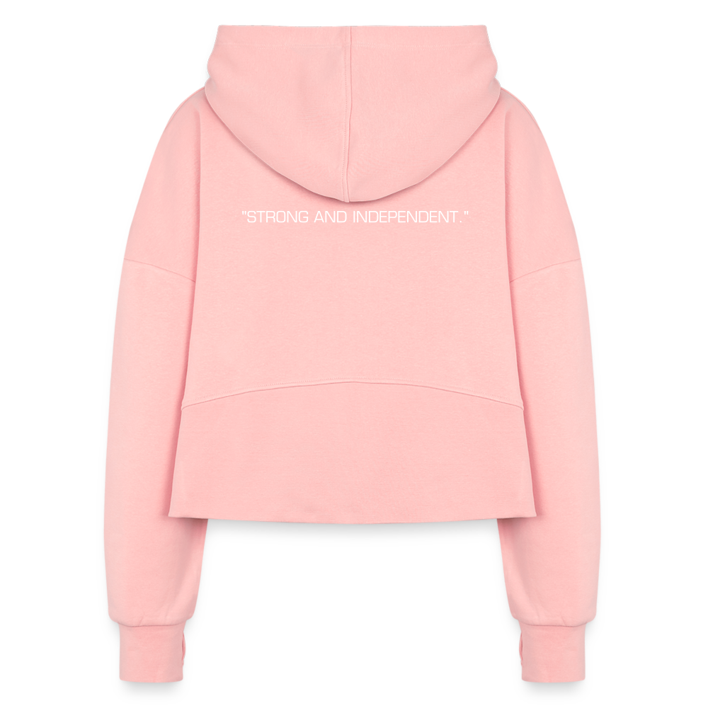 Women's Empowerment Half Zip Cropped Hoodie - light pink