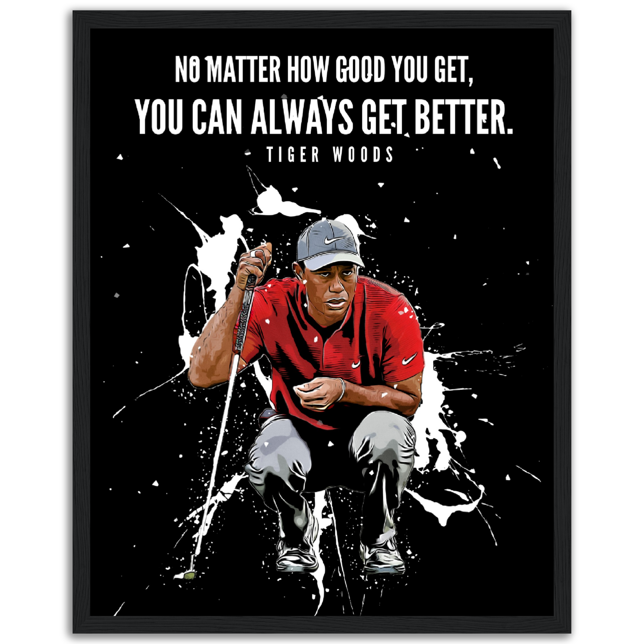 Tiger Woods Paint Splash Icon Framed Poster