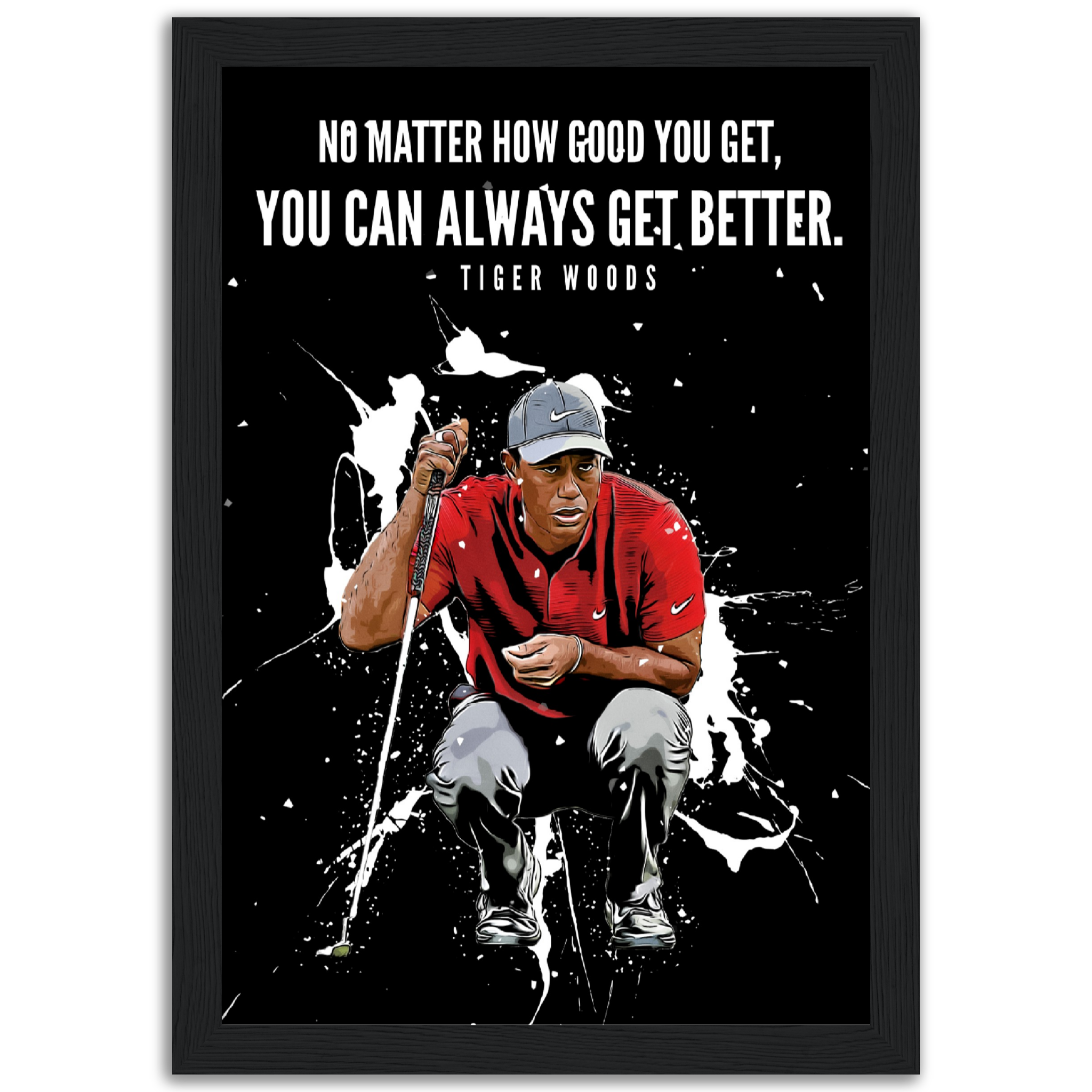 Tiger Woods Paint Splash Icon Framed Poster