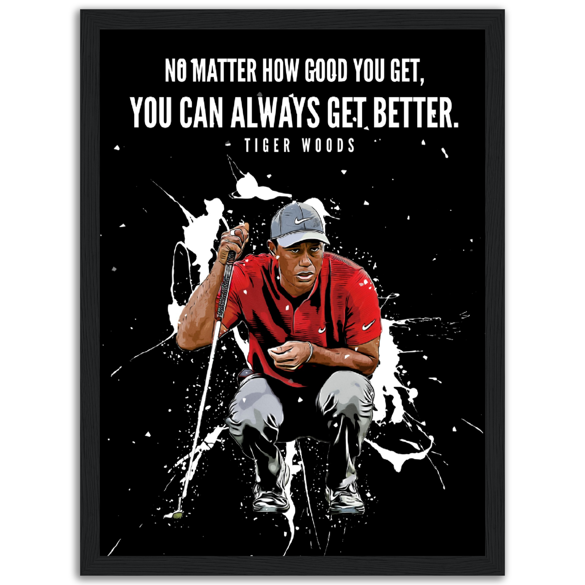 Tiger Woods Paint Splash Icon Framed Poster